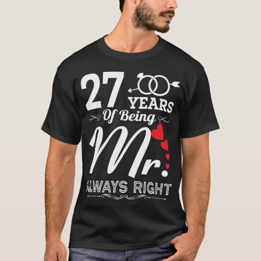 27 jaar na de heer Husband 27e Jubileum T-shirt (Voorkant)