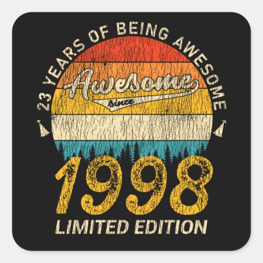 27 jaar oude Bday Retro Geweldige 27e verjaardagsc Vierkante Sticker (Voorkant)