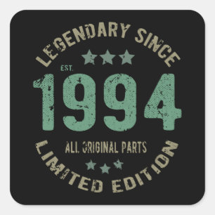 27 jaar oude dag dag 1994 legend sinds 27 septembe vierkante sticker