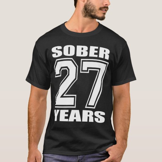 27 jaar Sober White op donker T-shirt (Voorkant)