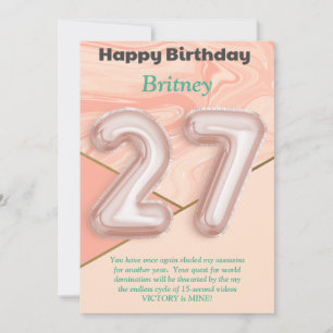 27-jarige meisjes Happy Birthday-kaart