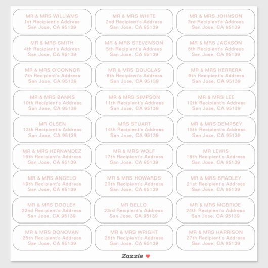 27 ontvangers eenvoudige bruiloft gasten adresetik sticker (Vel)