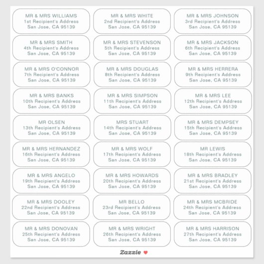 27 ontvangers eenvoudige bruiloft gasten adresetik sticker (Vel)