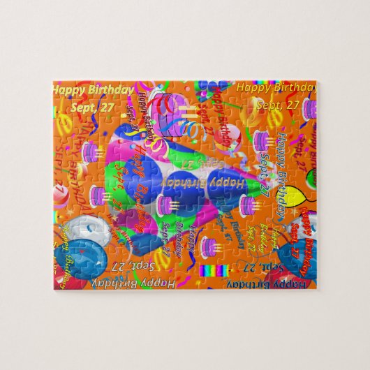 27 september, Birthday Jigzaag Puzzle Legpuzzel (Horizontaal)