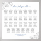 27 Table Frilly Wedding Seating Chart White & Blue Poster (Voorkant)