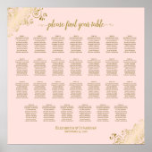 27 Tafel-bruiloft-zitje Blush Pink & Gold Poster (Voorkant)