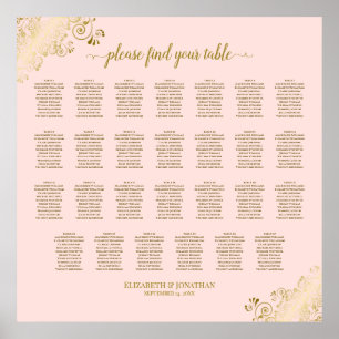 27 Tafel-bruiloft-zitje Blush Pink & Gold Poster