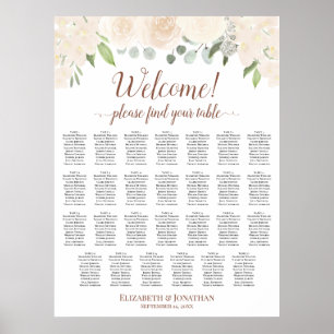 27 Tafel Champagne Perzik Boho Rozen Zitplaats Cha Poster