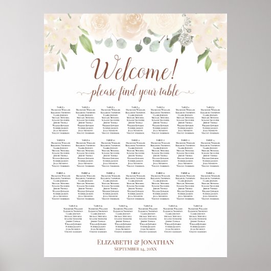 27 Tafel Champagne Perzik Boho Rozen Zitplaats Cha Poster (Voorkant)