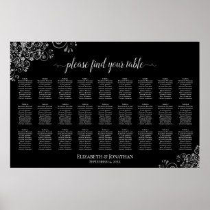 27 Tafel Chique Zilver & Zwarte Trouw Stoelen Plat Poster