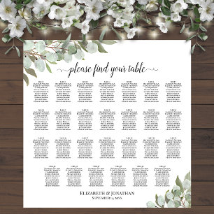27 Tafel Eucalyptus Leaves Wedding Seating Chart Poster