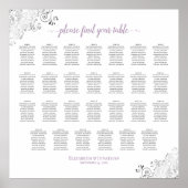 27 Tafel Lacy Wedding Seating Chart White Lavender Poster (Voorkant)