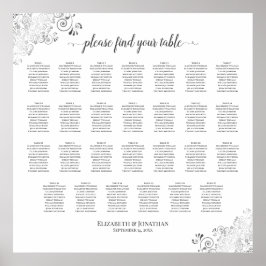 27 Tafel Silver Frills Wedding Seating Chart White Poster