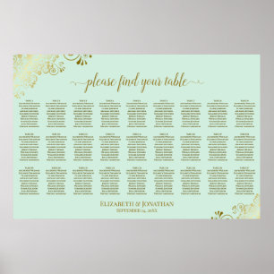 27 Tafel Trouw Stoelenindeling Mint Groen & Goud Poster
