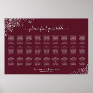 27 Tafel Trouwzaal Stoelenindeling Zilver op Borde Poster