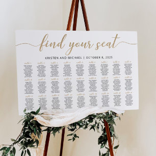 27 Tafels Vind je stoel zitplaats Chart Plan Poster