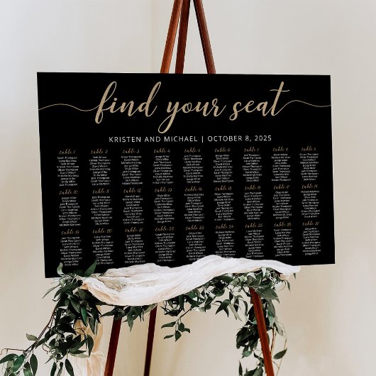 27 Tafels Vind uw Seat Black Zitkaarten Plan Poster