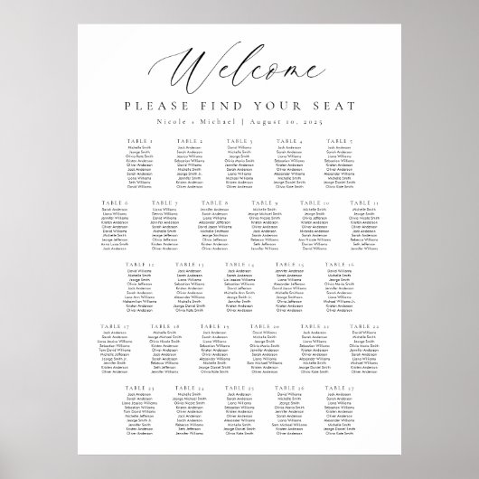 27 Tafels Welkom Zitplaatskaart Poster (Voorkant)