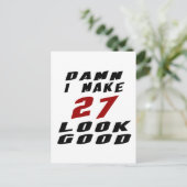 27 Verjaardag Design Briefkaart (Staand voorkant)