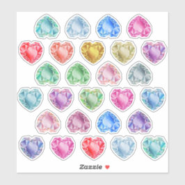 27 Watercolor Hart Edelsteen Kleurrijk Scrapbookin Sticker