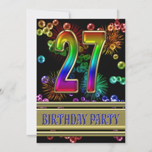 27e Birthday party Uitnodiging met bellen (Voorkant)