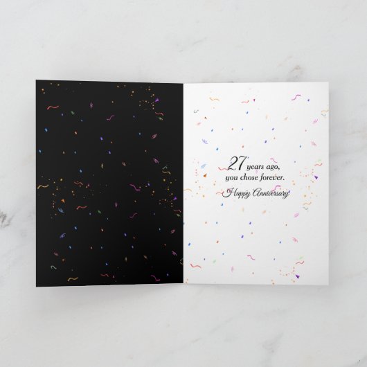 27e bruiloft Jubileum Champagne Toast Kaart (Binnen)