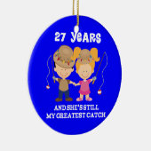 27e bruiloft Jubileum grappige cadeau voor hem Keramisch Ornament (Rechts)
