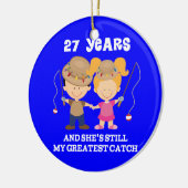 27e bruiloft Jubileum grappige cadeau voor hem Keramisch Ornament (Links)