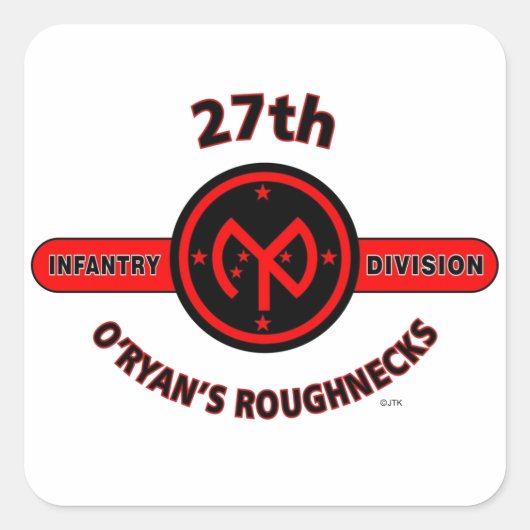 27E INFANTERIEDIVISIE "O'RYAN'S ROUGHNECKS" VIERKANTE STICKER (Voorkant)