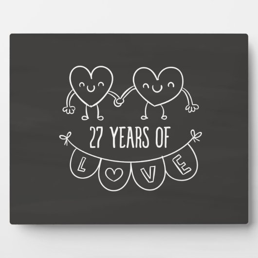 27e Jubileum Gift Chalk Hearts Fotoplaat (Voorkant)