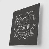 27e Jubileum Gift Chalk Hearts Vierkante Klok (Hoek)