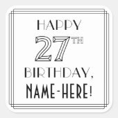 27E MAANDAG, Art Deco Style, aangepaste naam Vierkante Sticker (Voorkant)