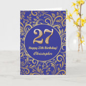 27e marinesblauw en goudflenspatroon kaart (Gele Bloem)