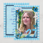 27e uitnodiging voor verjaardagsfeest op foto (Voorkant / Achterkant)