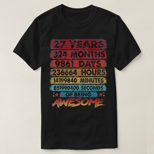 27e verjaardag 27 jaar oude  retro 324 maand t-shirt (Design voorkant)