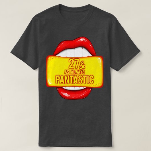 27e verjaardag 27 zoals altijd fantastische rode l t-shirt (Design voorkant)