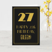 27e verjaardag ~ Art Deco Geïnspireerd: "27" & naa Kaart (Gele Bloem)