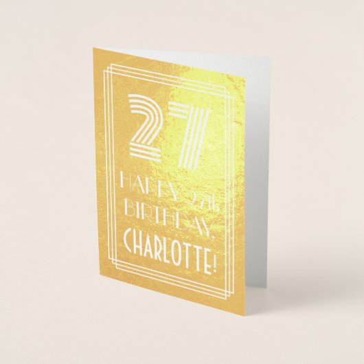 27e verjaardag - Art Deco geïnspireerde look "27" Folie Kaarten (Voorkant)