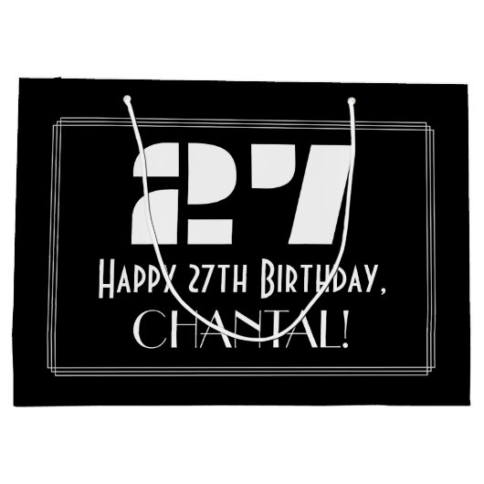 27e verjaardag ~ Art Deco geïnspireerde look "27"  Groot Cadeauzakje (Achterkant)