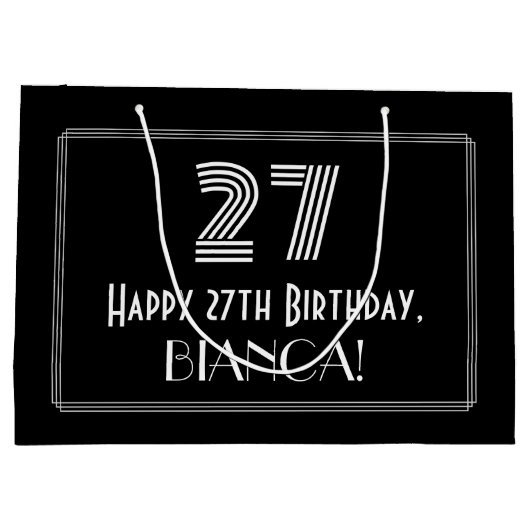 27e verjaardag — Art Deco geïnspireerde look "27" Groot Cadeauzakje (Achterkant)