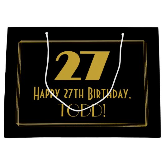 27e verjaardag — Art Deco geïnspireerde look "27"  Groot Cadeauzakje (Voorkant)