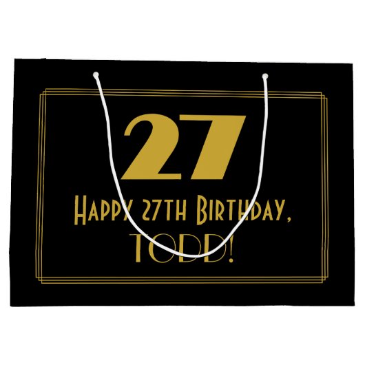 27e verjaardag — Art Deco geïnspireerde look "27"  Groot Cadeauzakje (Achterkant)