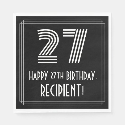 27e verjaardag: Art Deco Geïnspireerde look "27" + Servet (Voorkant)