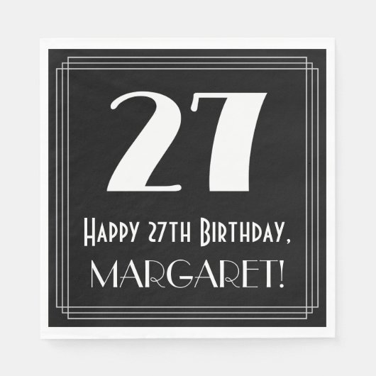 27e Verjaardag ~ Art Deco Geïnspireerde Look "27", Servet (Voorkant)