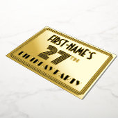 27e verjaardag — Art Deco Style "27" en naam Folie Uitnodiging (Gedraaid)