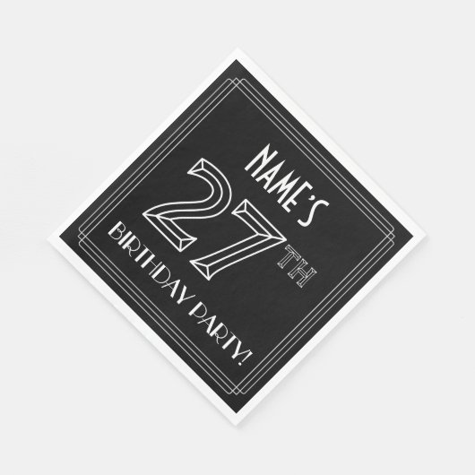 27e verjaardag: Art Deco Style + aangepaste naam Servet (Hoek)