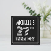 27e verjaardag: Art Deco Style met aangepaste naam Kaart (Staand voorkant)