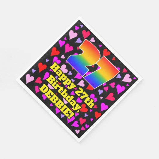 27e verjaardag: Beeldende harten patroon, regenboo Servet (Hoek)