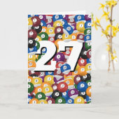 27e verjaardag biljartballen kaart (Gele Bloem)