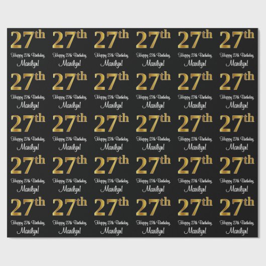 27e verjaardag: Elegante luxe Faux Gold look # Cadeaupapier (Vlak)